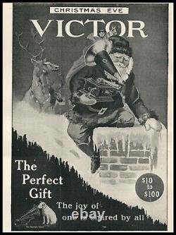1907 CHRISTMAS Victor Player Reindeer Rooftop Chimney Nipper Joy Shared Ice 8411