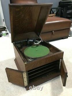 1913 Victrola VIII Antique Record Player with Collection of 50 Records