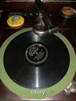 1917 Victor Victrola Antique Record Player and 120 Vintage Records