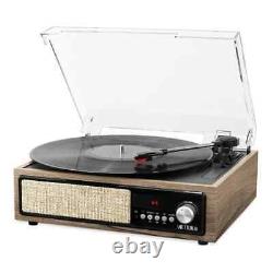 3-in-1 Bluetooth Record Player With Built In Speakers And 3-speed Turntable