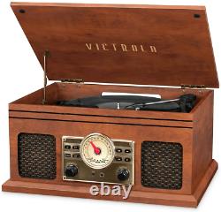 4-in-1 Record Player Speakers 3-speed Turntable Bluetooth Classic CD Cassette
