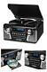 50s Retro Record Player Stereo Bluetooth Usb Turntable Cd Am/fm Radio Black New