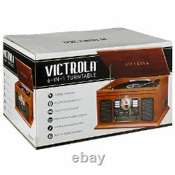 6-in-1 Nostalgic Bluetooth Record Player 3-Speed Turntable CD Cassette FM Radio