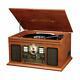 6-in-1 Etooth Stereo Record Player With Turntable Cd & Cassette Mahogany