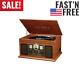 6in1 Victrola Nostalgic Bluetooth Record Player With3speed Turntable Withcd, Cassett
