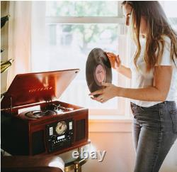8-in-1 Bluetooth Record Player & Multimedia Center, Built-in Stereo Speakers