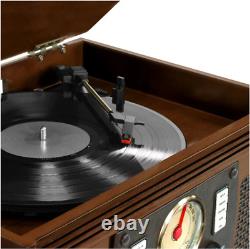 8-in-1 Classic Bluetooth Record Player USB Encoding & 3-speed Turntable Espresso