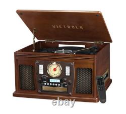 8-in-1 Classic Bluetooth Record Player USB Encoding & 3-speed Turntable Espresso