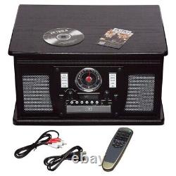 8-in-1 Classic Bluetooth Record Player with USB Encoding and 3-speed Turntable