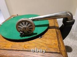 Antique 1912 Columbia Graphophone Wind-Up Oak Victrola Phonograph Record Player