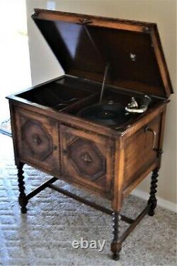 Antique Apollo Wood Phonograph Victrola Cabinet Record Player Free Stand 33