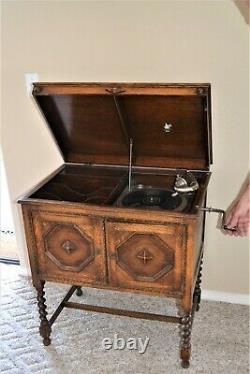 Antique Apollo Wooden Phonograph Victrola Cabinet Record Player Free Stand 33