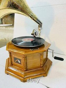 Antique HMV Nautical Phonograph Gramophone record Functional Working win-up