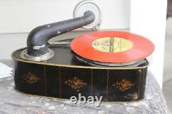 Antique Phonograph Bing Valoretta Toy Record Player Victrola Germany Complete