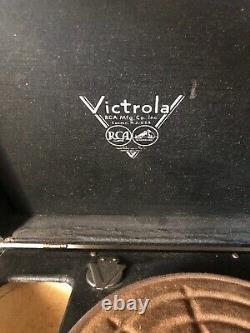 Antique Portable Victrola Wind-up Suitcase Record Player