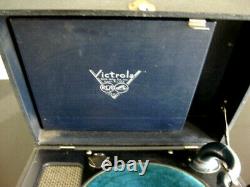BLUE RCA VICTOR PORTABLE 78 rpm RECORD PLAYER SUITCASE VICTROLA NICE ORIGINAL
