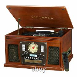 Bluetooth Record Player Fm Radio with Analog Tuner Built-In Stereo Speakers