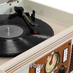 Bluetooth Record Player with USB Encoding and 3 speed Turntable 8 in 1 White