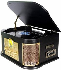 Cassette Record Player Phonograph DLITIME 3-Speed Vinyl Turntable Built-in Bluet