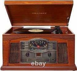 Crosley Lancaster 3-Speed Turntable Record Player with Radio, CD/Cassette Player