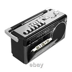 Mini Bluetooth Boombox With Cassette Player Recorder And Am/fm Radio Grey
