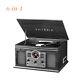 New 6-in-1 Nostalgic Bluetooth Record Player With Cd And Cassette Gray