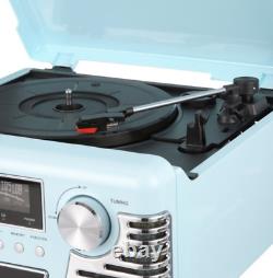 NEW Retro Record Player with Bluetooth and 3-speed Turntable Turquoise Teal