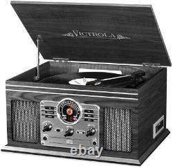 New Bluetooth 3-Speed Record Player Turntable CD Cassette Player FM Radio AUX-IN
