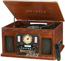 New Bluetooth 3-Speed Record Player Turntable CD Cassette Player FM USB AUX-IN