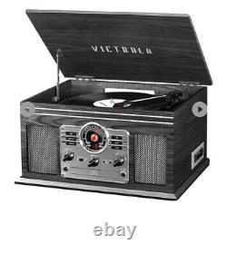 New Record Player 6-in-1 Nostalgic Bluetooth 3-Speed Turntable & Vinyl Case
