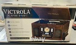 New, Victrola Wood 8-in-1 Nostalgic Bluetooth Record Player with USB Encoding