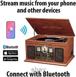 Nostalgic 6-in-1 Bluetooth Record Player & Multimedia Center Built-in Speakers