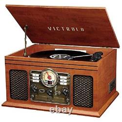 Nostalgic 6-in-1 Bluetooth Record Player & Multimedia Center with Built-in