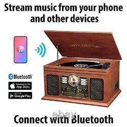 Nostalgic 6-in-1 Bluetooth Record Player & Multimedia Center with Built-in