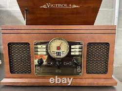Nostalgic Classic 6-In-1 Record Player Turntable with Bluetooth, Mahogany