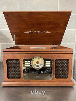 Nostalgic Classic 6-In-1 Record Player Turntable with Bluetooth, Mahogany