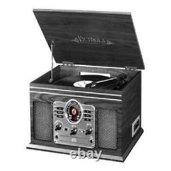 Nostalgic Record Player 6 In 1 Bluetooth Entertainment Center 3 Speed Turnable