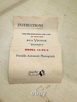 Old Vtg RCA Victor Victrola Bakelite 45 Record Player 45-EY-3 Golden Threat