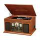 Portable 6 In 1 Nostalgic Bluetooth Record Player Cd Cassette Wood With Speakers