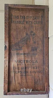 RARE Antique Victor Victrola Nipper Crate Top Sign Record Player