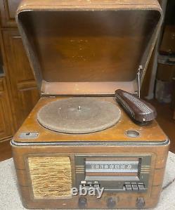 RARE Vintage RCA Victor Victrola Phonograph Radio Record Player U-10 Wood Case