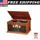 Record Player 6-in-1 Bluetooth 3-speed Turntable Cd Cassette Fm Radio Vintage