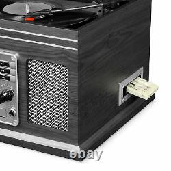Record Player 6-in-1 Bluetooth Nostalgic 3-Speed Turntable CD Cassette FM Radio