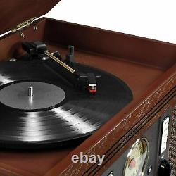 Record Player Bluetooth 3-Speed Turntable 8-in-1 With Stereo Speakers Espresso