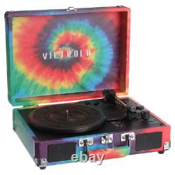 Record Player Bluetooth Suitcase 3-Speed Turntable Built-in Speakers Multicolor
