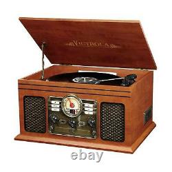 Record Player Speaker Nostalgic Bluetooth 3 Speed CD Cassette FM Radio Brown Set