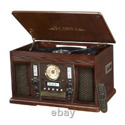Record Player Turntable Wood 8-in-1 Nostalgic Bluetooth CD Encoding 3 Speed FM