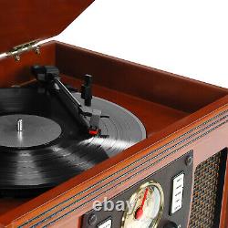 Record Player W Speaker 8-in-1 Nostalgic Bluetooth 3-Speed CD Cassette vinyl FM