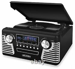 Retro Record Player Stereo with Bluetooth and USB Digital Encoding in Black