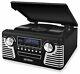 Retro Record Player Stereo With Bluetooth And Usb Digital Encoding In Black